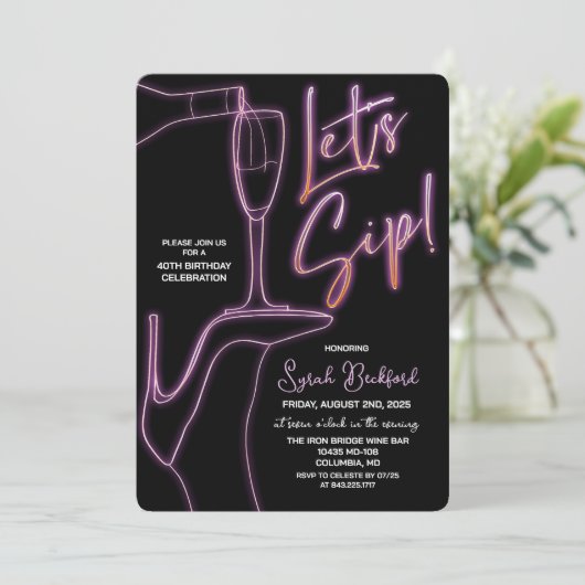 ANY AGE - Laten we nippen verjaardag uitnodiging (Staand voorkant)