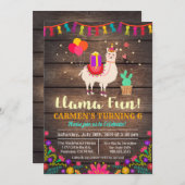 ANY AGE - Llama Verjaardag Uitnodiging (Voorkant / Achterkant)