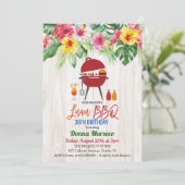 ANY AGE - Luau BBQ Tropische Verjaardag uitnodigin Kaart (Staand voorkant)