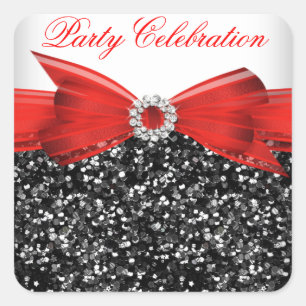 Any Age Luxury Glitter Red Bow Sticker
