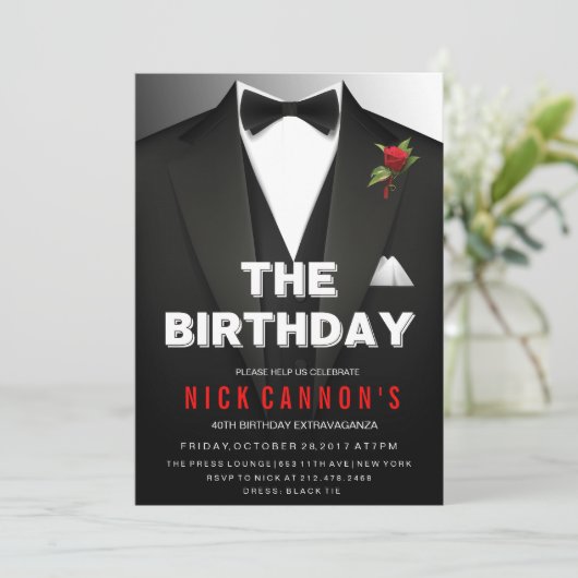 ANY AGE - Mannelijke verjaardagsfeestje Tuxedo uit Kaart (Staand voorkant)
