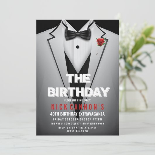 ANY AGE - Mannelijke verjaardagsfeestje Tuxedo uit Kaart (Staand voorkant)