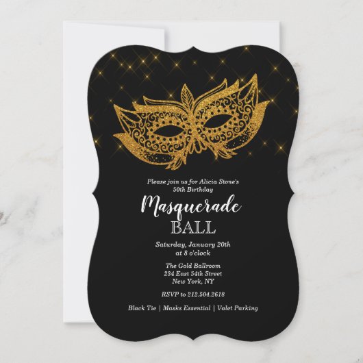 ANY AGE - Masquerade Bal Verjaardag uitnodiging (Voorkant)