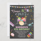 ANY AGE - Meisje Muziek Verjaardag Chalk Uitnodigi Kaart (Voorkant)