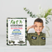 ANY AGE - Militaire Verjaardag Foto uitnodiging (Staand voorkant)