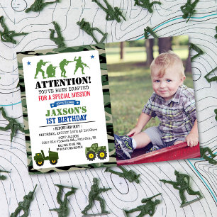 ANY AGE - Militaire Verjaardag Foto uitnodiging