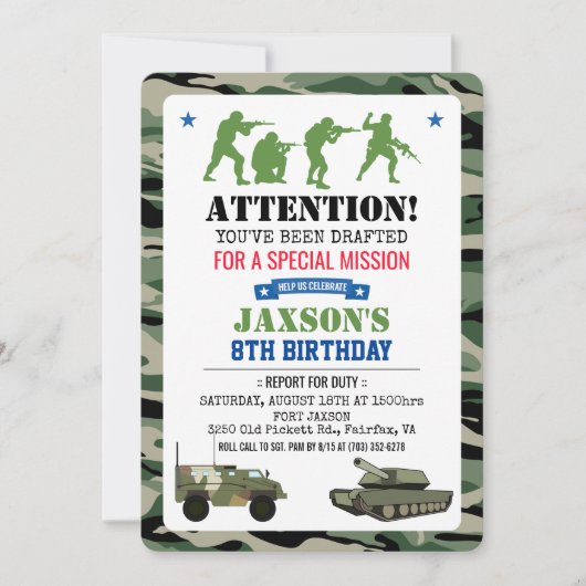 ANY AGE - Militaire Verjaardag Uitnodiging (Voorkant)