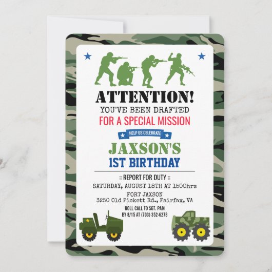 ANY AGE - Militaire Verjaardag Uitnodiging (Voorkant)