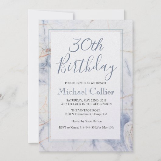 ANY AGE - Moderne Marmeren Verjaardag uitnodiging (Voorkant)