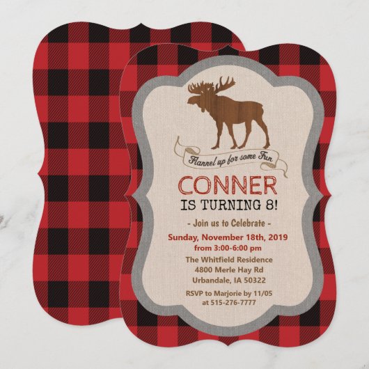 ANY AGE - Moose Boy Verjaardag uitnodiging (Voorkant / Achterkant)