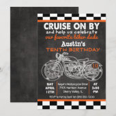 ANY AGE Motorfiets Verjaardag Chalkboard uitnodigi Kaart (Voorkant / Achterkant)