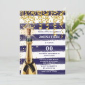 ANY AGE nautische marine wit goud gestreepte bubbe Kaart (Staand voorkant)