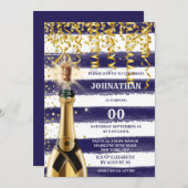 ANY AGE nautische marine wit goud gestreepte bubbe Kaart (Voorkant / Achterkant)