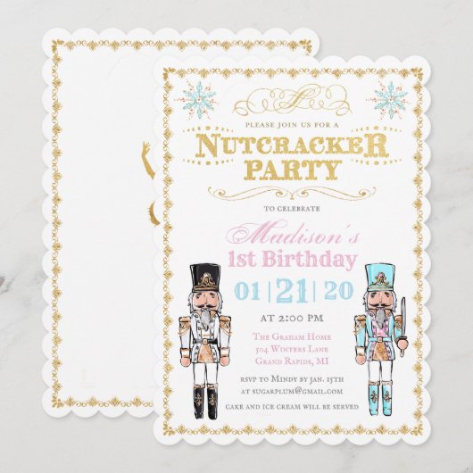 ANY AGE - Notenkraker Winter Verjaardag uitnodigin Kaart (Voorkant / Achterkant)