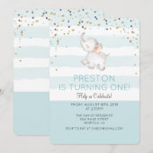 ANY AGE - Olifant Boy Verjaardag uitnodiging (Voorkant / Achterkant)