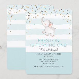 ANY AGE - Olifant Boy Verjaardag uitnodiging