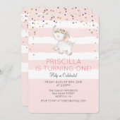 ANY AGE - Olifant Meisje Verjaardag uitnodiging (Voorkant / Achterkant)