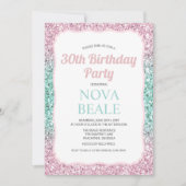 ANY AGE - Ombre Glitter Verjaardag uitnodiging (Voorkant)