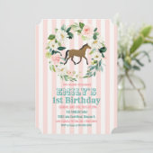ANY AGE - Paard Bloemen Verjaardagsfeest Uitnodigi Kaart (Staand voorkant)
