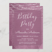 Any Age Paarse String Lights Verjaardagsfeest Kaart (Voorkant / Achterkant)