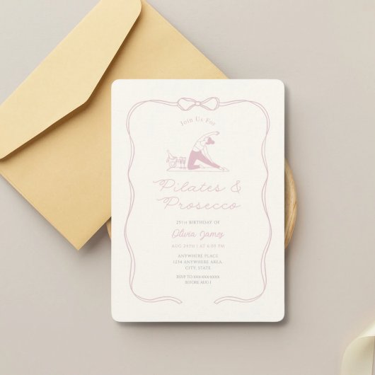 Any age pilates and prosecco birthday kaart