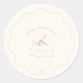 Any age pilates and prosecco birthday ronde sticker (Voorkant)