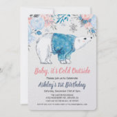 ANY AGE - Polar Beer Floral Verjaardagsuitnodiging Kaart (Voorkant)