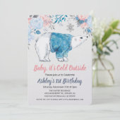 ANY AGE - Polar Beer Floral Verjaardagsuitnodiging Kaart (Staand voorkant)