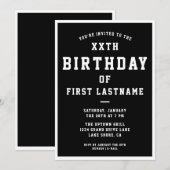 ANY AGE Preppy verjaardagsuitnodiging | Zwart-wit Kaart (Voorkant / Achterkant)