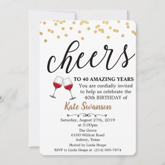 ANY AGE - Proost Wijn Verjaardag Uitnodiging (Voorkant)