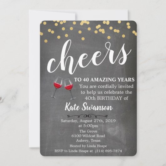 ANY AGE - Proost Wijnkrijt Verjaardagsuitnodiging Kaart (Voorkant)