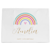 Any Age Rainbow Love Heart Gepersonaliseerde naam  Groot Cadeauzakje (Voorkant)