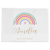 Any Age Rainbow Love Heart Gepersonaliseerde naam  Groot Cadeauzakje (Achterkant)