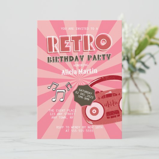 Any Age Retro Groovy 70s Muziek Verjaardagsfeest Kaart (Staand voorkant)