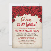 ANY AGE - rode rozen mijlpaal verjaardag uitnodigi Kaart (Voorkant)