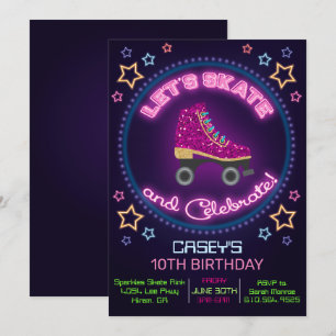ANY AGE - Roller Schaats Verjaardagsuitnodiging Kaart