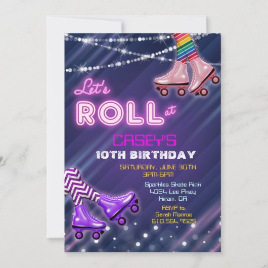 ANY AGE - Roller Schaats Verjaardagsuitnodiging Kaart (Voorkant)
