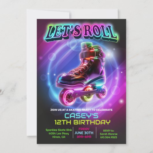 ANY AGE - Roller Schaats Verjaardagsuitnodiging Kaart (Voorkant)