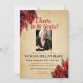 ANY AGE -  Roos Verjaardagsuitnodiging Kaart (Voorkant)