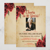 ANY AGE -  Roos Verjaardagsuitnodiging Kaart (Voorkant / Achterkant)