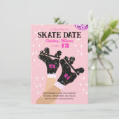 Any Age Roze Disco Roller Schaats Verjaardag Kaart (Staand voorkant)