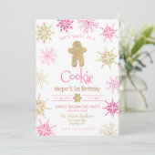 Any Age Roze Goud Plaid Cookie Decoreren Verjaarda Kaart (Staand voorkant)