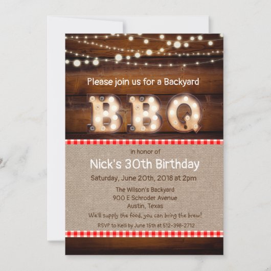 ANY AGE - Rustieke Backyard BBQ uitnodiging (Voorkant)