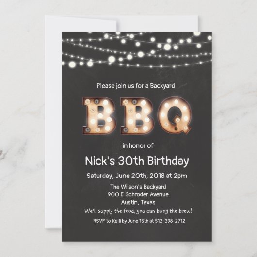 ANY AGE - Rustieke BBQ Verjaardag uitnodiging (Voorkant)