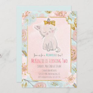 ANY AGE - Schattigee kitten bloemenverjaardagsuitn Kaart