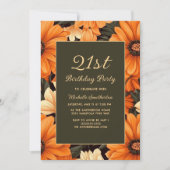 Any Age Sinaasappel Flowers Bruin Verjaardag Kaart (Voorkant)