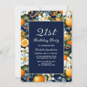 Any Age Sinaasappels White Flowers Navy Blue Verja Kaart (Voorkant)