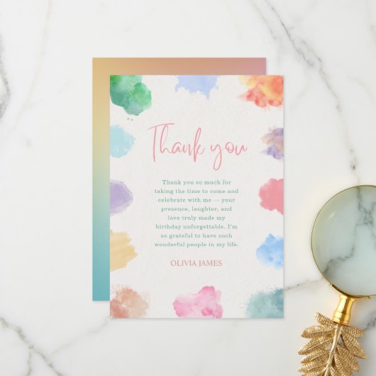 Any age sip and paint birthday  bedankkaart (Voorkant / Achterkant in situ)