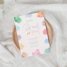 Any age sip and paint birthday  kaart