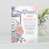 ANY AGE - Snoep thema Verjaardagsuitnodiging Kaart (Staand voorkant)